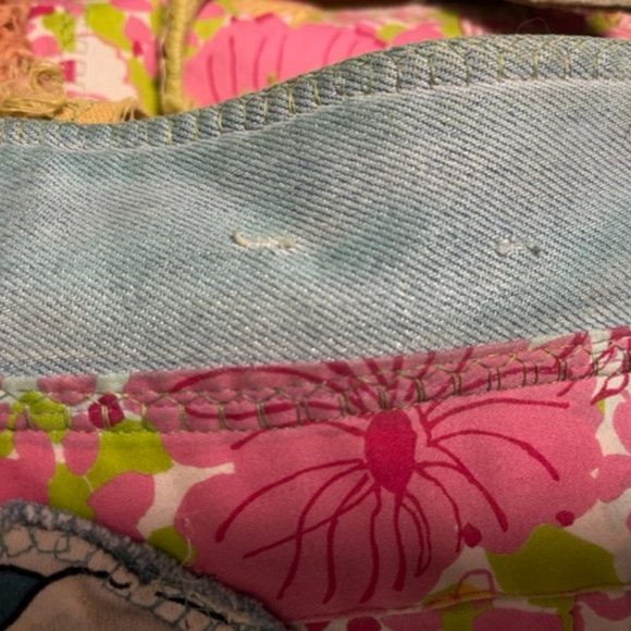 Handmade in The Keys Jean Floral Fabric Applique Girl Hobo Tote Bag Large 13x13" - Picture 14 of 15